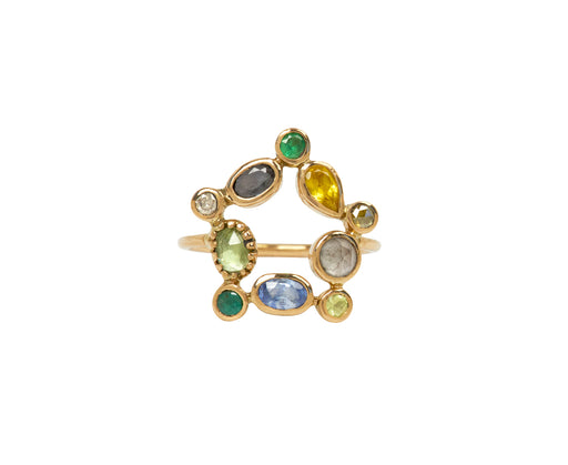 Multi Gem Bague Couronnée Ring