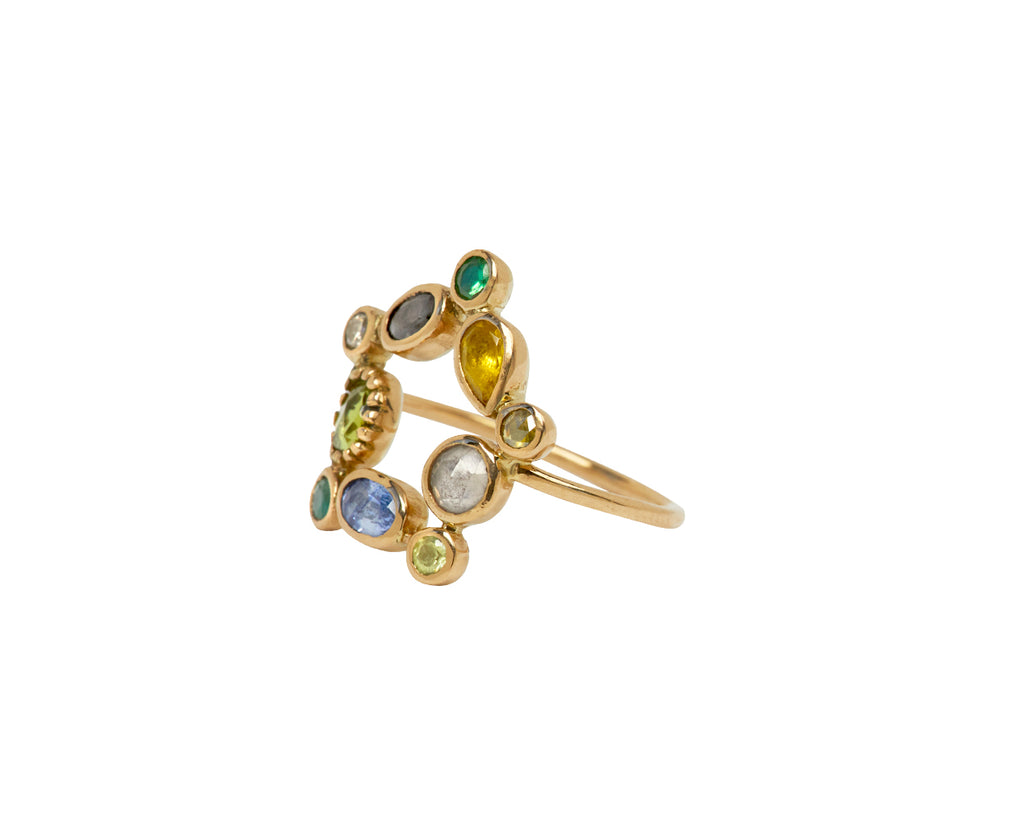 Multi Gem Bague Couronnée Ring