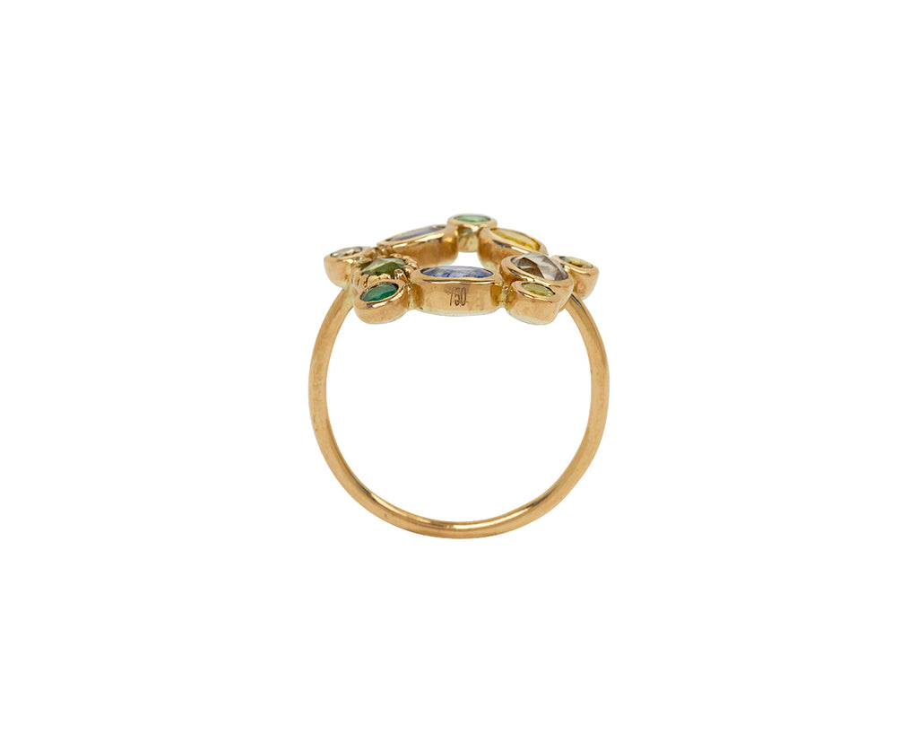 Multi Gem Bague Couronnée Ring
