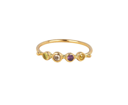 Purple Spinel, Chrysoberyl and Diamond Simple Ring