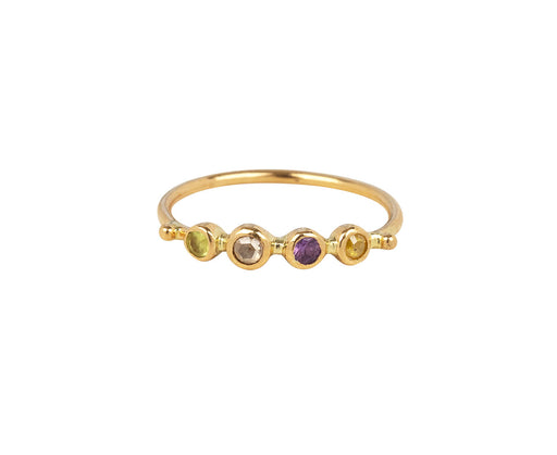 Purple Spinel, Chrysoberyl and Diamond Simple Ring