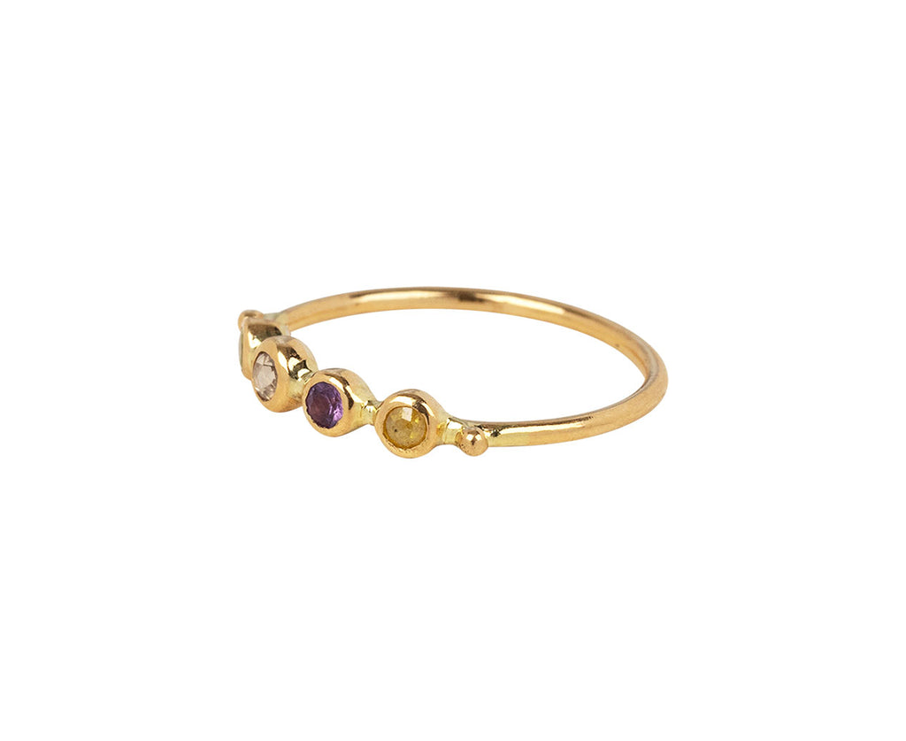 Purple Spinel, Chrysoberyl and Diamond Simple Ring
