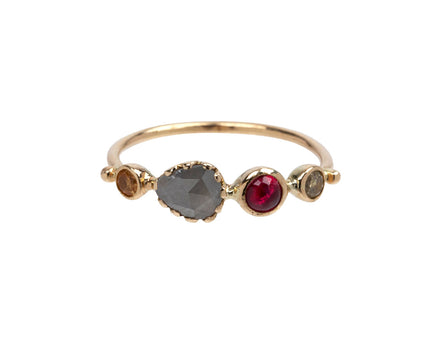 Diamond, Spinel and Tourmaline Simple Ring