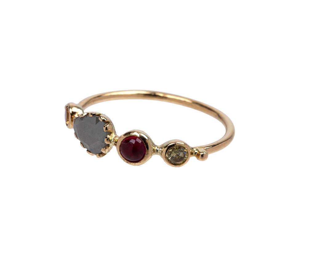 Diamond, Spinel and Tourmaline Simple Ring