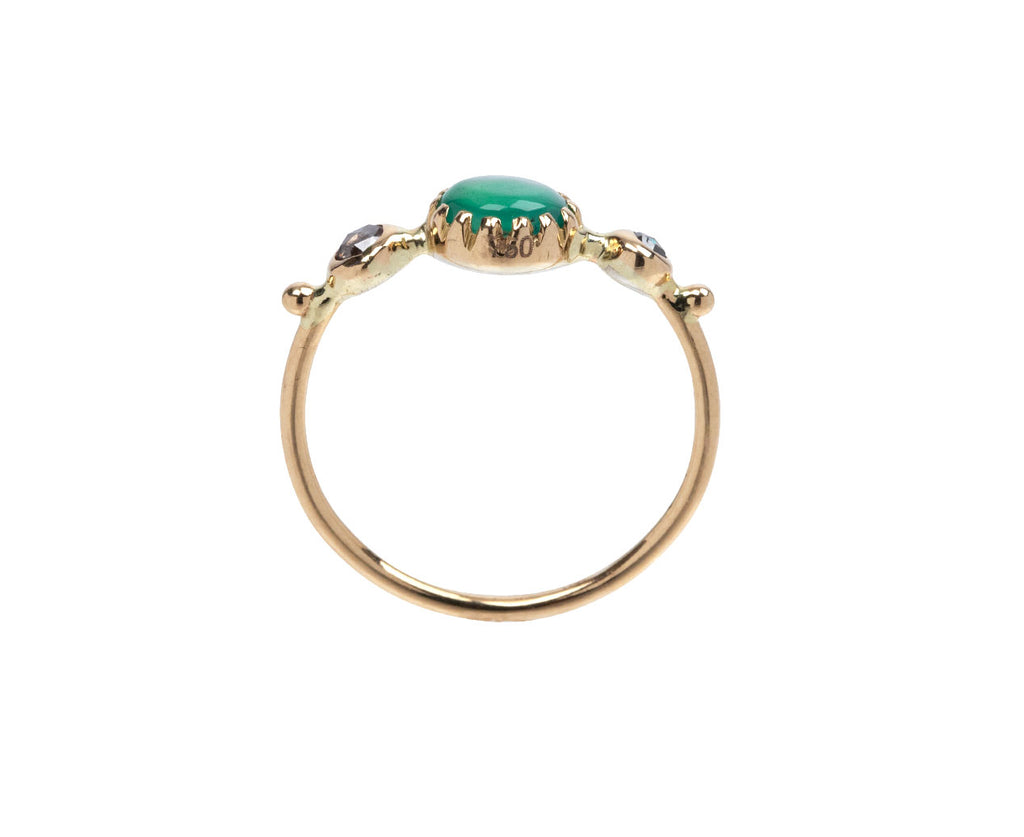 Green Onyx and Diamond Simple Ring
