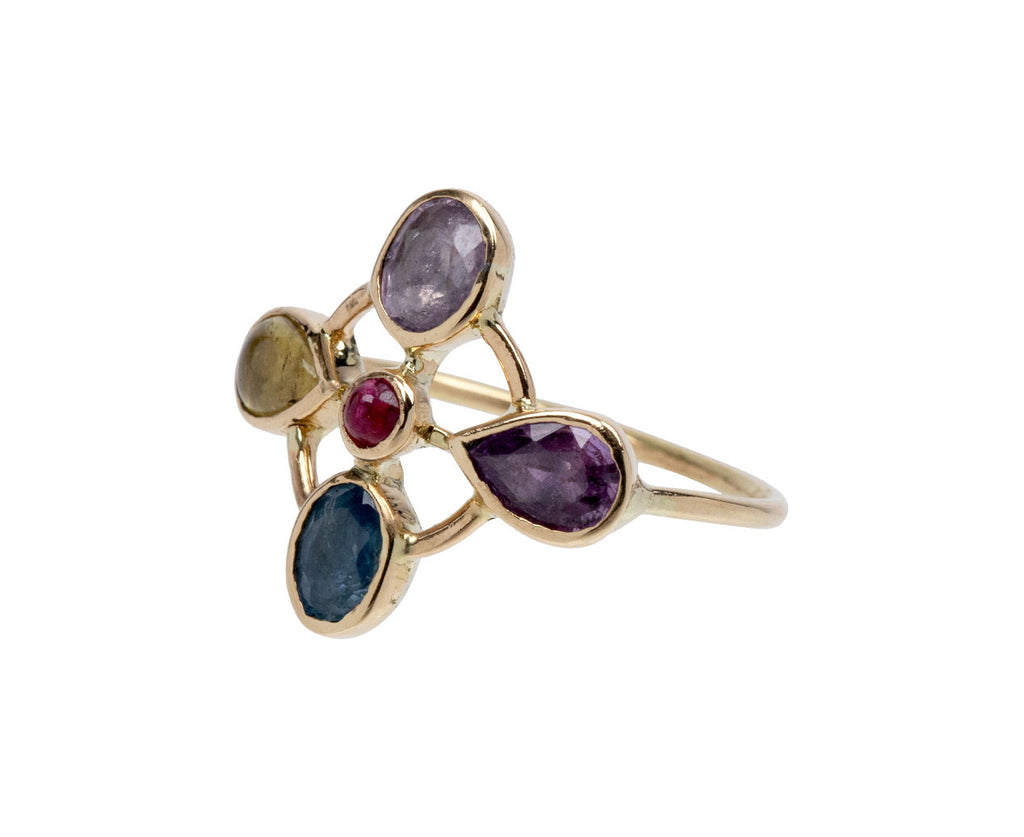 Multi-Gem Bague Trefle Ring