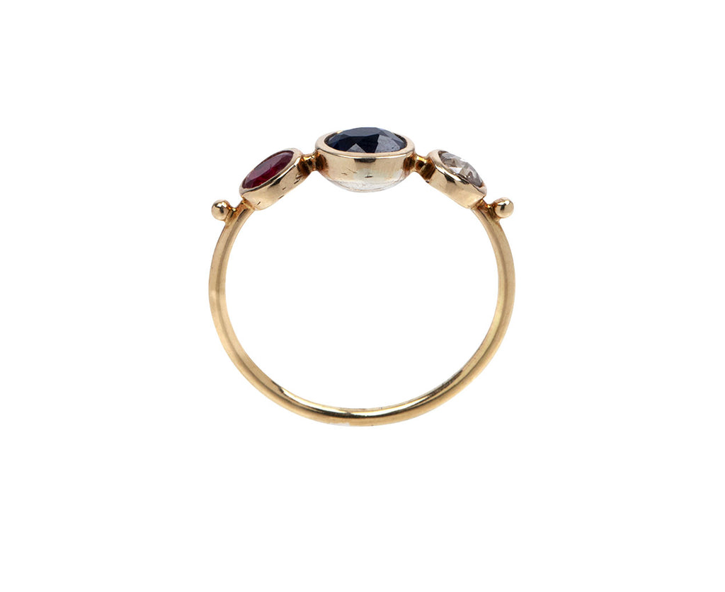 Sapphire, Spinel and Diamond Simple Ring