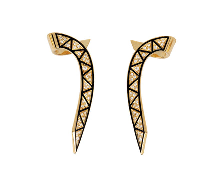 Diamond Lotus Cuff Earrings