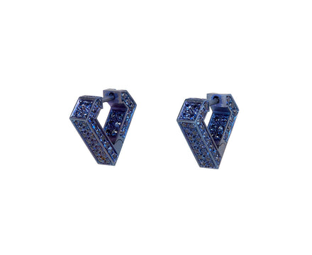 Dries Criel Titanium Mini Brute Blue Sapphire Hoop Earrings