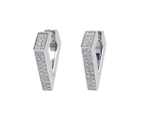 White Gold Brut Diamanti Hoop Earrings