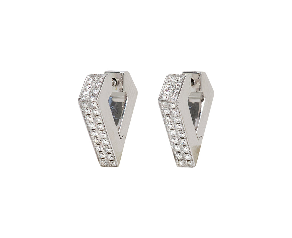 White Gold Medium Brute Diamanti Hoop Earrings