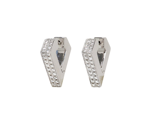 White Gold Medium Brute Diamanti Hoop Earrings