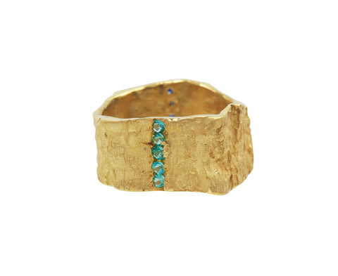Emerald and Blue Sapphire Stripe Good Vibes Ring