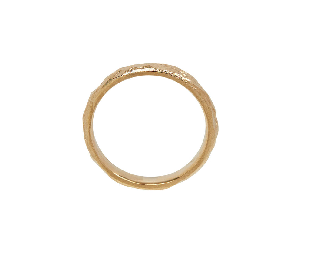 Men's Gold Molten D Shape Wedding Band