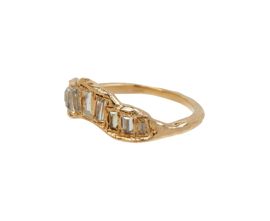 Soft White Baguette Diamond V Shape Scatter Ring