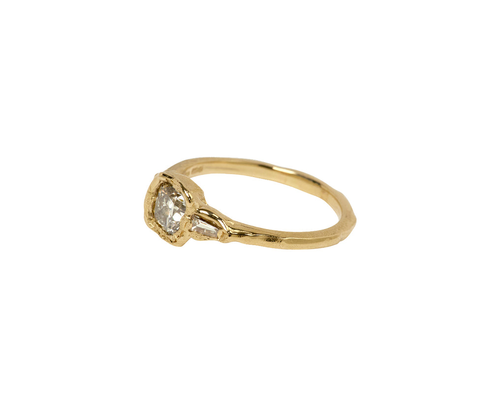Champagne Three Stone Diamond Armach Engagement Ring