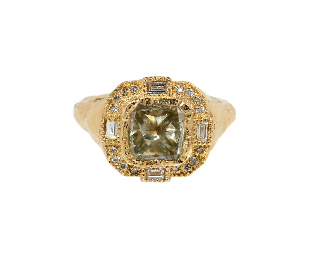 Armach Cushion Green Diamond Ring