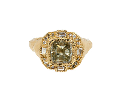 Armach Cushion Green Diamond Ring