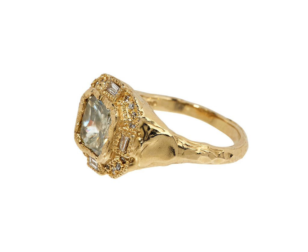 Armach Cushion Green Diamond Ring