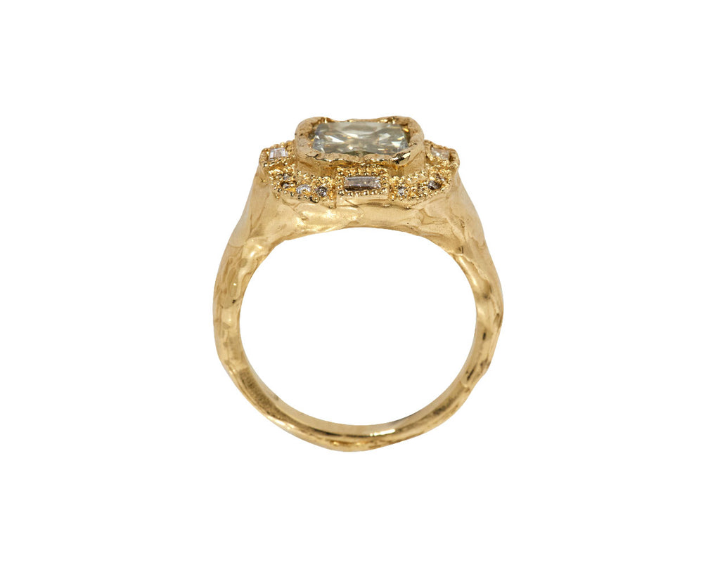 Armach Cushion Green Diamond Ring