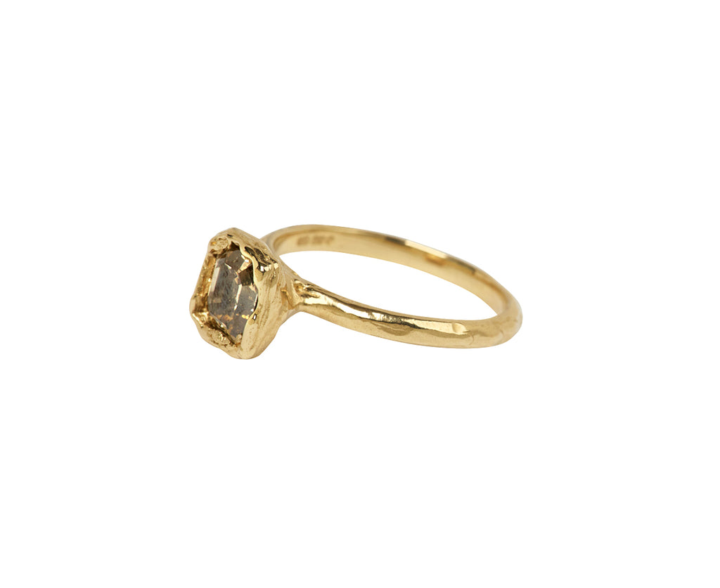 Emerald Cut Chocolate Diamond Organic Armach Engagement Ring