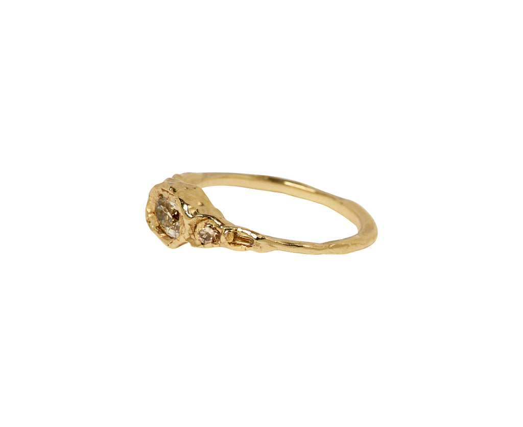 Mixed Five Stone Diamond Organic Engagement Ring