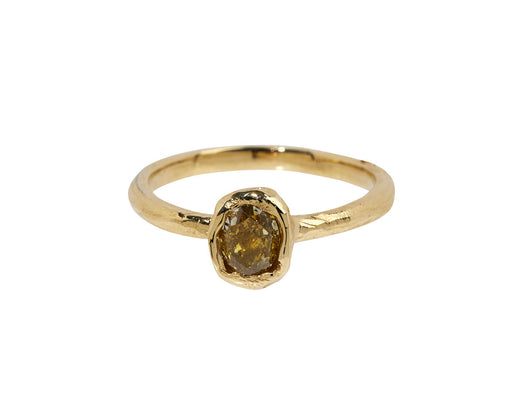 Organic Oval Deep Lemon Diamond Ring