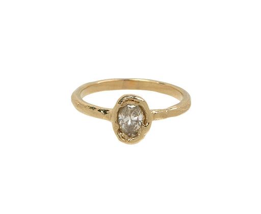 Organic Champagne Oval Diamond Solitaire