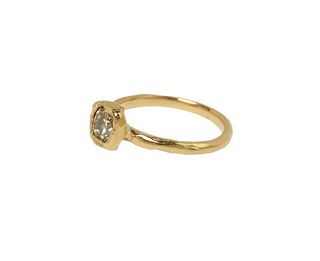 Pale Champagne Diamond Organic Engagement Ring