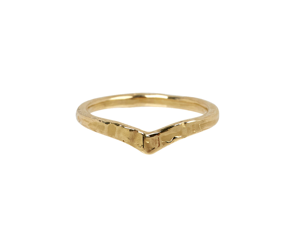 Textured V Shape Wedding Ring