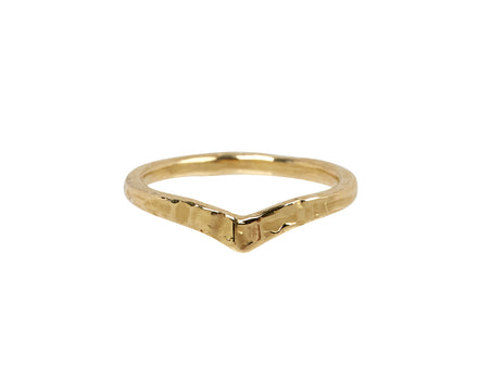 Textured V Shape Wedding Ring
