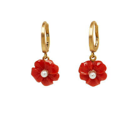 Coral Akoya Flower Drop Earrings - TWISTonline 