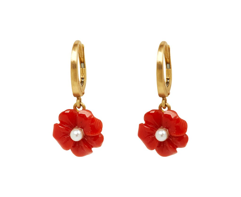 Coral Akoya Flower Drop Earrings - TWISTonline 