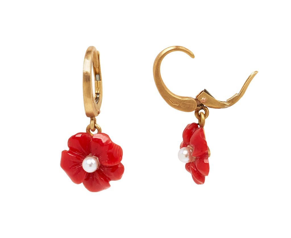 Coral Akoya Flower Drop Earrings - TWISTonline 