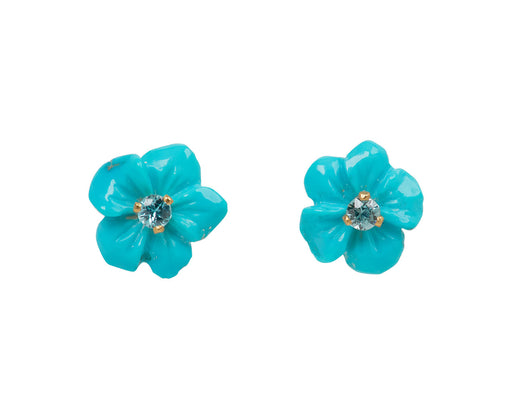 Elva Turquoise and Blue Zircon Fiore Stud Earrings