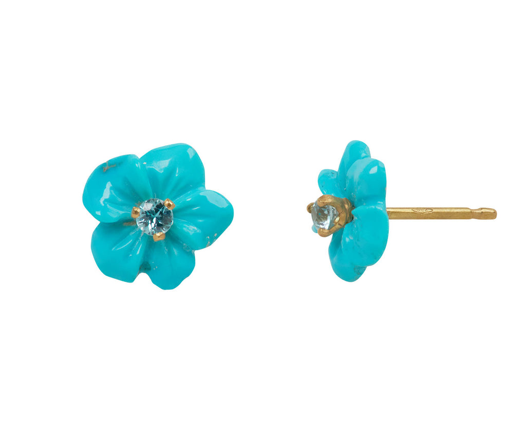 Elva Turquoise and Blue Zircon Fiore Stud Earrings - side