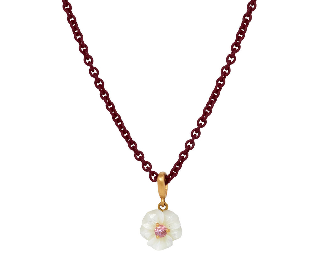 Mother-of-Pearl and Sapphire Flower Pendant Necklace