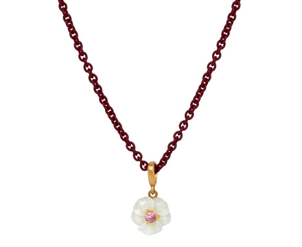 Elva Mother-of-Pearl and Sapphire Flower Pendant Necklace