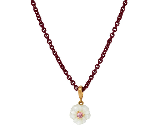 Mother-of-Pearl and Sapphire Flower Pendant Necklace