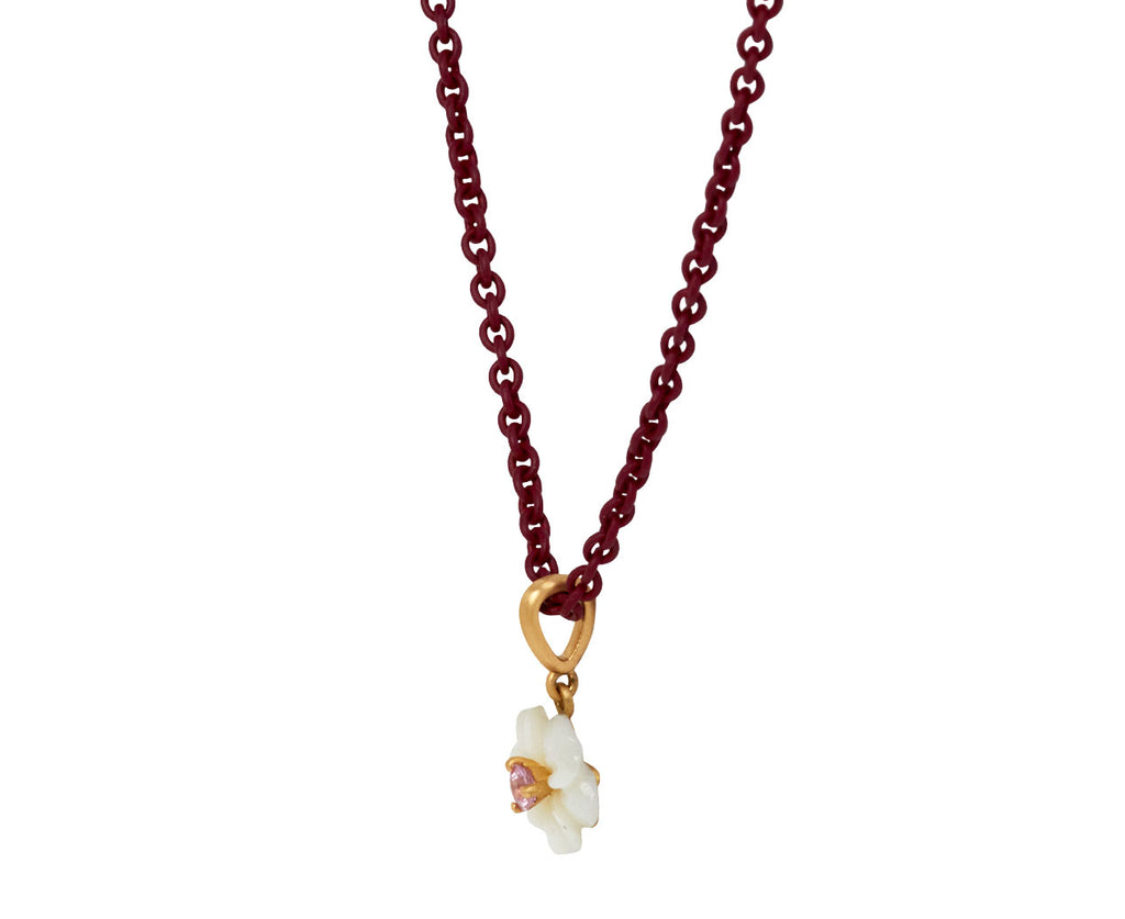 Mother-of-Pearl and Sapphire Flower Pendant Necklace