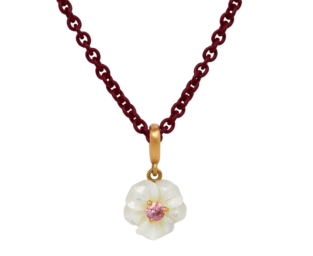 Mother-of-Pearl and Sapphire Flower Pendant Necklace