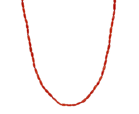 Elva Rice Grain Coral Beaded Necklace