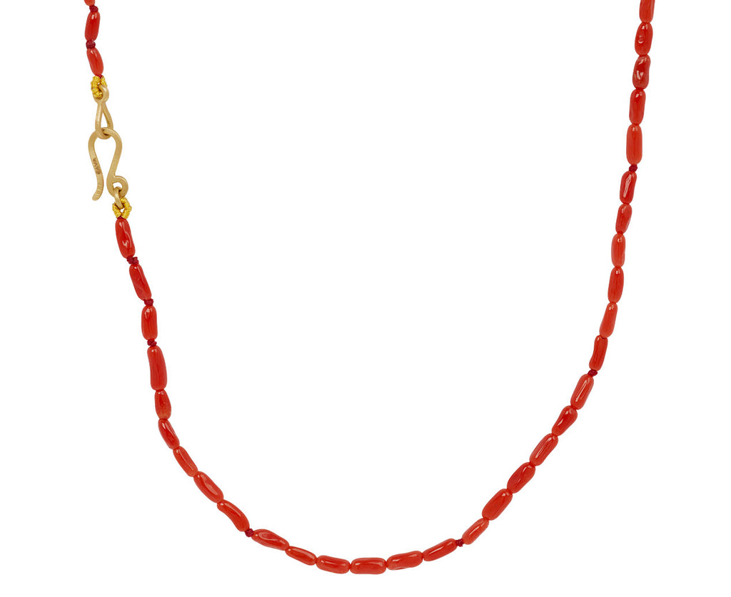 Elva Rice Grain Coral Beaded Necklace - closure