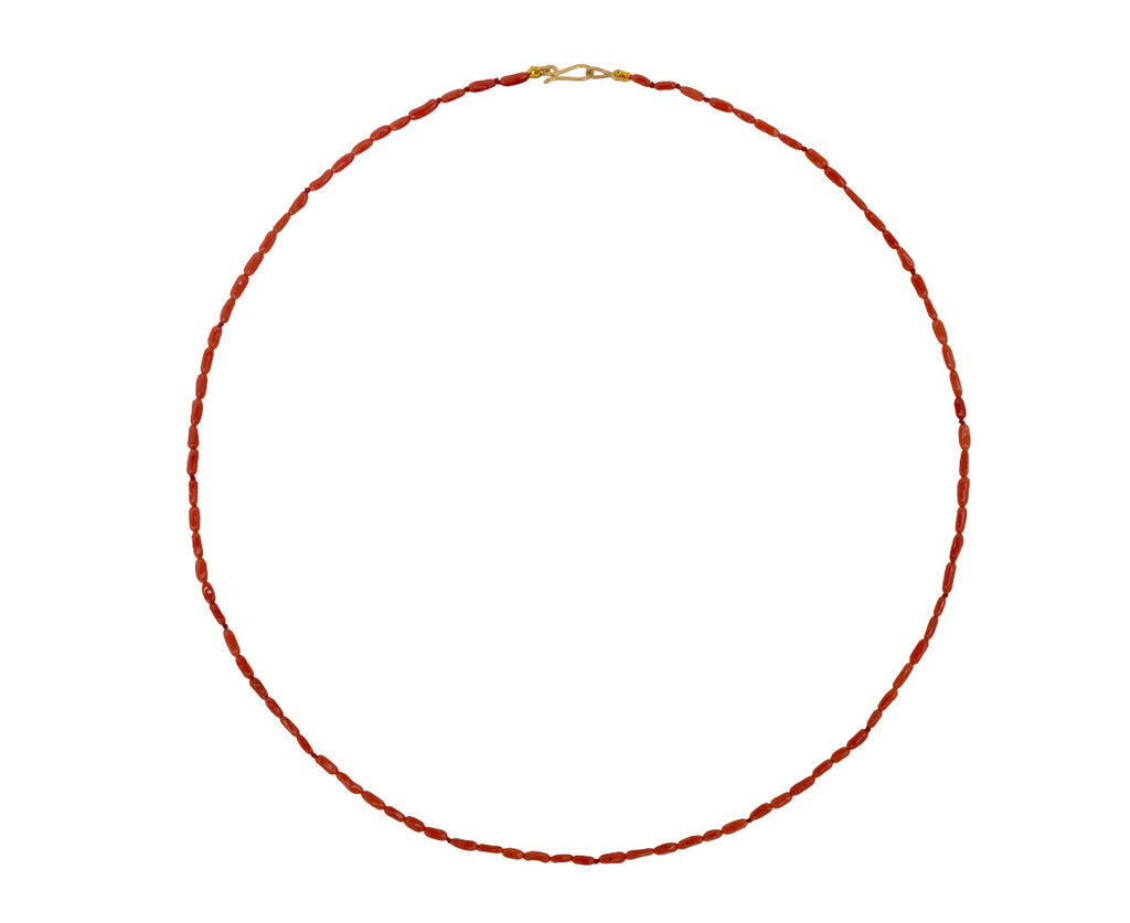 Elva Rice Grain Coral Beaded Necklace - top down