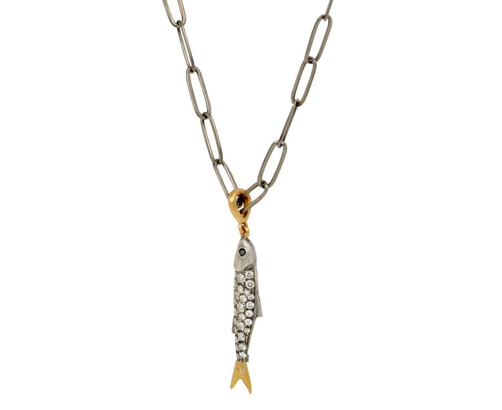 Elva Diamond Sardine Pendant Necklace - side