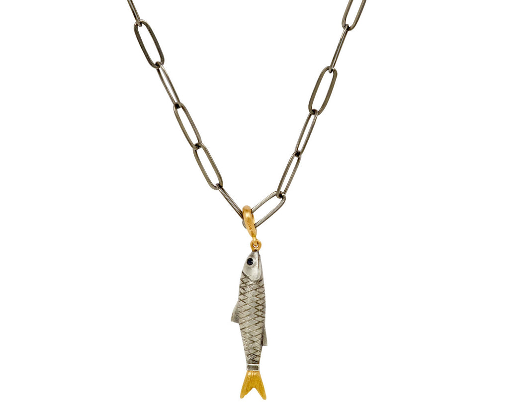 Elva Diamond Sardine Pendant Necklace - back