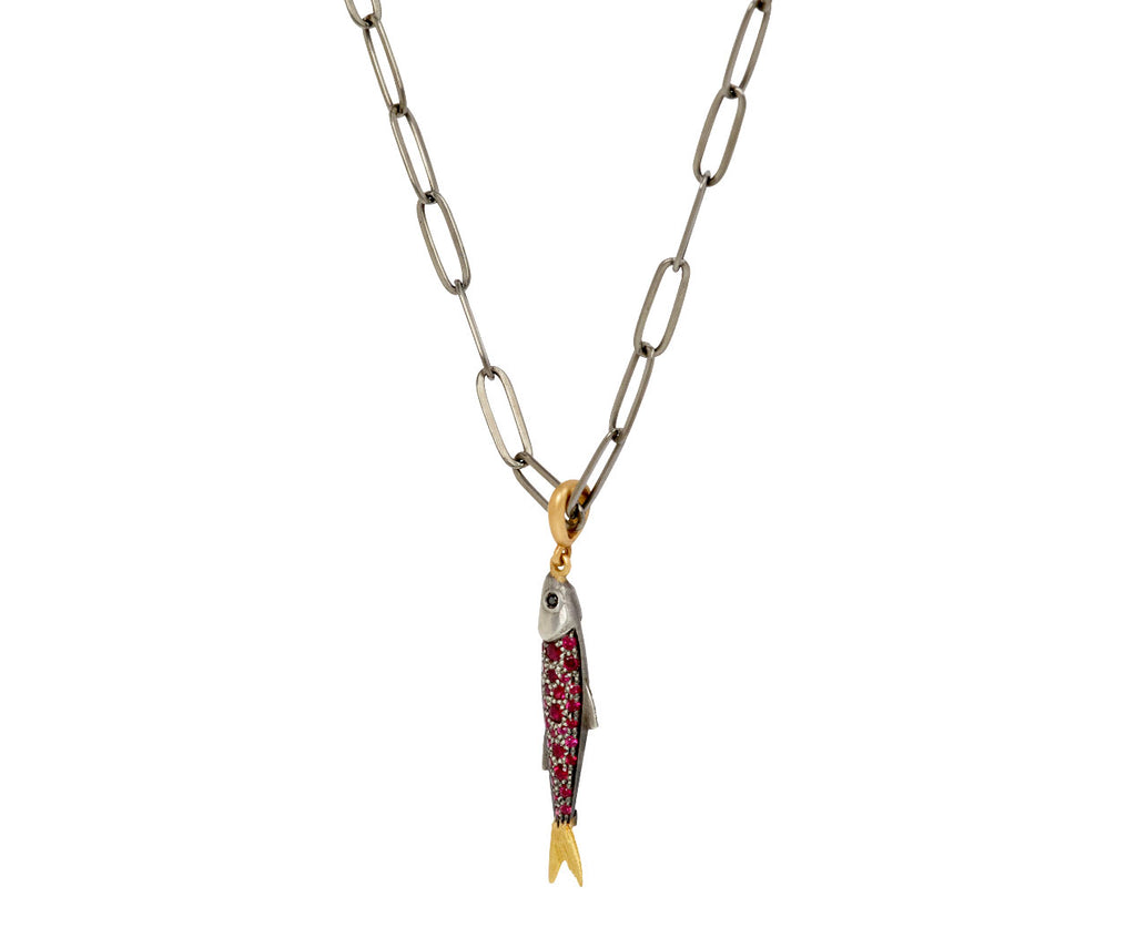 Elva Ruby Sardine Pendant Necklace - side