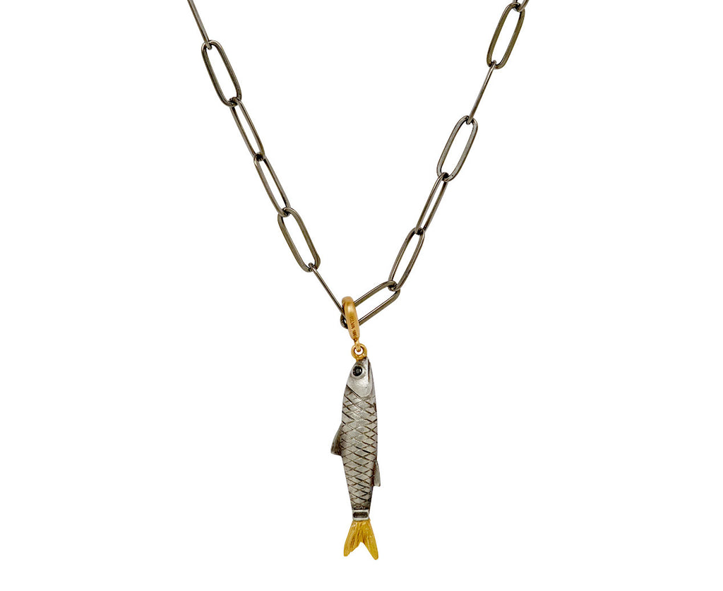 Elva Ruby Sardine Pendant Necklace - back