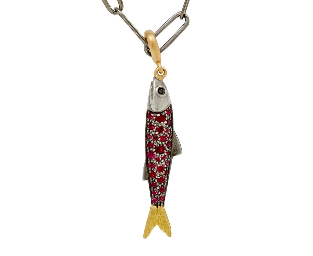 Elva Ruby Sardine Pendant Necklace - closeup