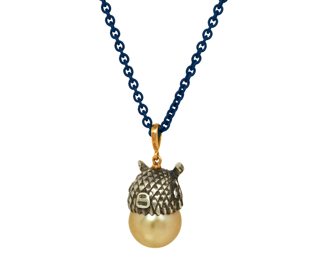 SILVER OWL (SOUTH SEA PEARL) ON BLUE CHAIN - TWISTonline 